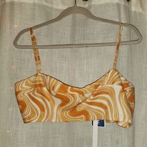 Orange and Cream Fitted Crop Camisole